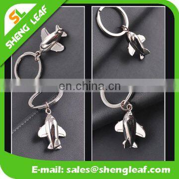 3D plane design silver customized metal keychain for childern