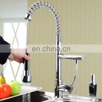 Mixed Brass LED Light Pulling Out Faucet Water Tap For Kitchen photo-2