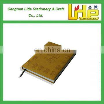 2016 wholesale logo printed customized leather cover case bound suede cover A5 notebook