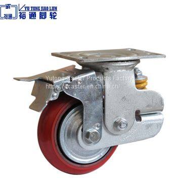 Single Spring PU Korean Shock Absorbing caster with brake
