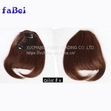 Women Human Hair Clip In Bangs Fringe Blonde Hair Extensions Front on Brown Black Blonde photo-3