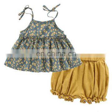 2020 girl clothing  new arrival sling floral two-piece foreign trade children's clothing