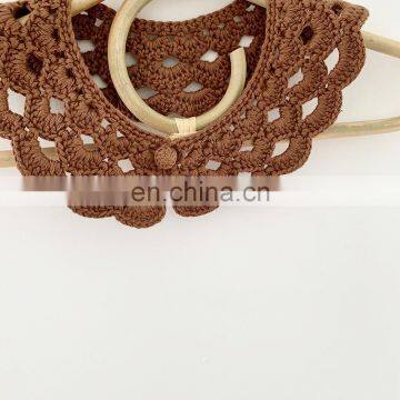 2020 Autumn New Ins Baby Girl Two-color Lotus Leaf Collar Wild Hand Hook Collar Female Baby Cotton Crochet Flower Collar photo-5