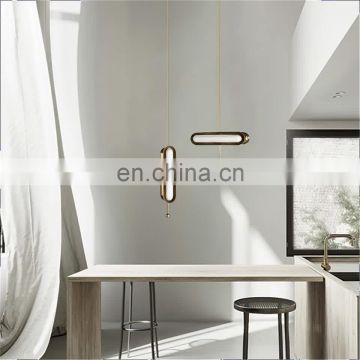 Modern simple liner metal lamp gold stainless steel pendant lamp