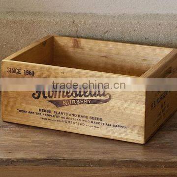 Custom Rustic Style Silk Printing Logo Wooden Crates