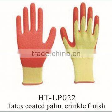 yellow combed cotton liner with red latex coated gloves