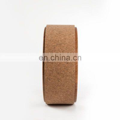 Factory Custom New Design Wood Eco Friendly Anti Stress Cork Yoga Back Wheel Roller For Massage Roller photo-4
