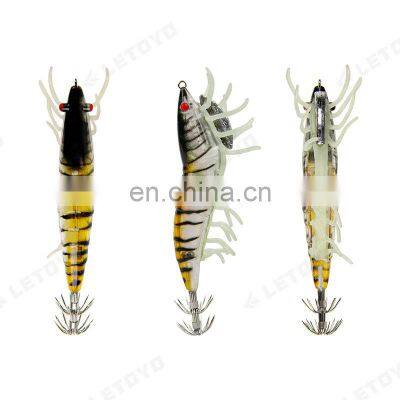 New 95mm/21g Size Hard Wood Shrimp Baits High Quality 5colors Luminous Squid Lures photo-5