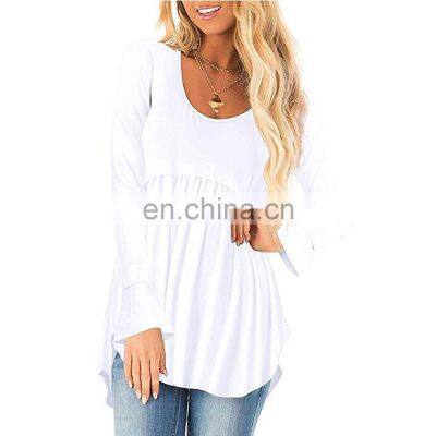 Wholesale Custom Women's Tops Western Style Spring and Autumn New Fashion Solid Color Round Neck Long Sleeve photo-4