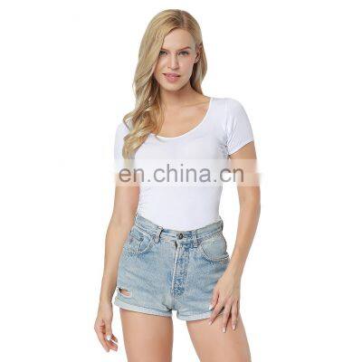 Custom brand 100% cotton bottoming shirt ladies short-sleeved t-shirt spring and summer round neck slim top