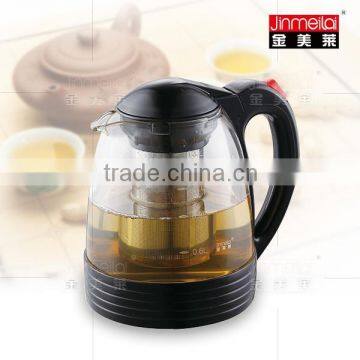 good design glass teapot ,colorful glass tea maker with stainless steel,auto-open lid tea pot