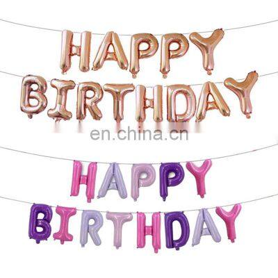 Balloons Happy Birthday Letter Color Block Party Supplies Wall Decorations Foil Balloons Set