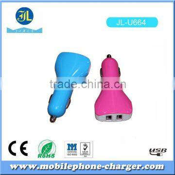 Good quality mobile phone car charger accessories with dual usb for gift