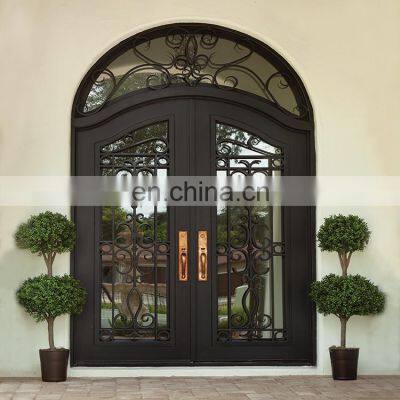 Custom Outdoor Main Entrance Metal Security Doors Modern Exterior Safety Double Wrought Iron Front Door Designs