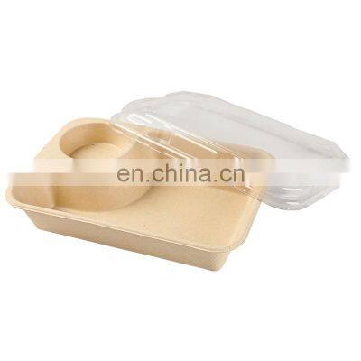 Biodegradable Molding Eco Friendly Tableware Food Disposable Sugarcane Pulp Bagasse Lunch Box With Lid Rectangular