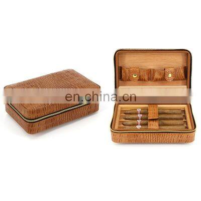 Luxurious Smoker Cedar Lining Humidor Leather Travel Holder Cigar Case Without Cutter & Lighter for Cigar Gift Set photo-2