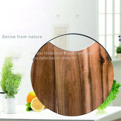 Custom/Wholesale Natural Wooden Round Cutting Board with hanging Hole Butcher Charcuterie Serving Acacia Wood Chopping Block