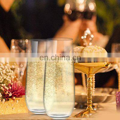 Amazing Transparent PET Logo Wine Wedding Customize Flute Stemless Plastic Glasses Champagne photo-3