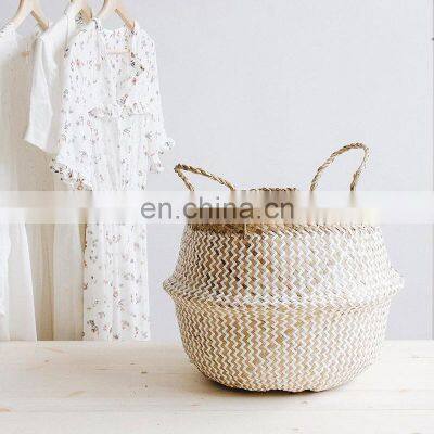 Hot Sale CHeap Zigzag Seagrass Belly Basket Best Seller Plant Holder Storage Basket Decor Home Wholesale photo-2