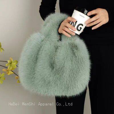 31Winter plush bag Women's bag Handbag shoulder crossbody bag chain bag Soft bag wholesale