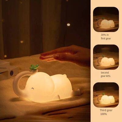Wholesale Cheap Flying Elephant Silicone Lamp Baby Bedhead Small Decoration Charging Breastfeeding Night Light photo-4