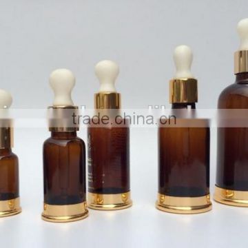 10ml 20ml 30ml 40ml 50ml 100ml amber cosmetic glass dropper bottle with metal base