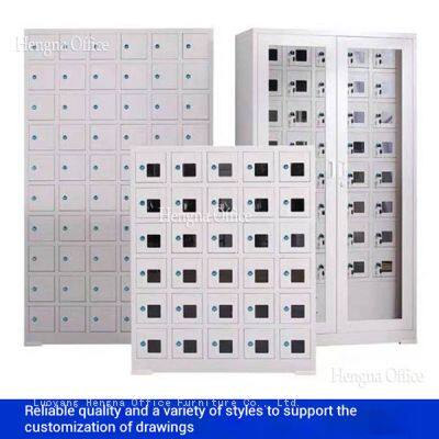 Public Cellphone Locker With Charger EWOQ3285-Multi-Standard Power Sockets & Moisture Resistant Feet, White - Ideal for Hospital Waiting Rooms