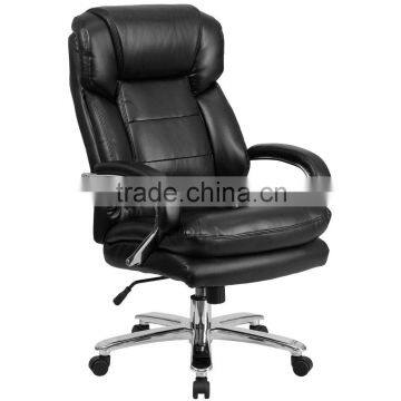 Capacity Black Leather Executive Swivel Chair with Loop Arms