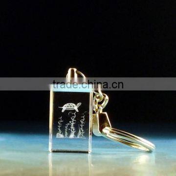 fashion 3D laser engraved crystal glass keychain for gifts