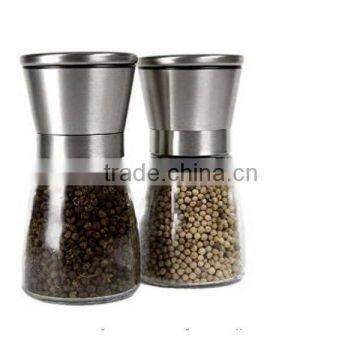 2016 manual brushed Stainless Steel Salt and Pepper Grinder Set with Matching Stand bean coffee grinder salt grinder bottle