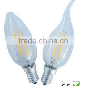 High Luminous Efficacy 2W LED Filament Glass Candle