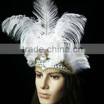 Magnificent White Feather Carnival Princess headdress