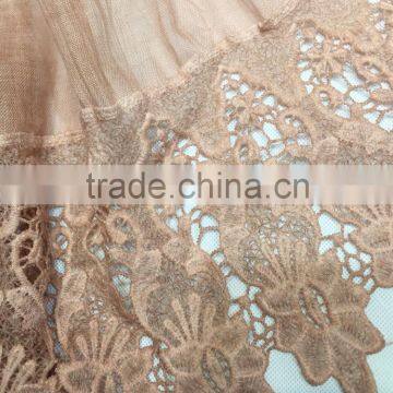 High Grade Newest Embroidery Lace Brim Plain Cotton Linen Muslim Long Scarf photo-6