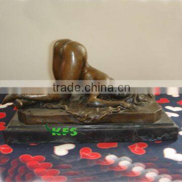 Bronze erogenous lady sculpture