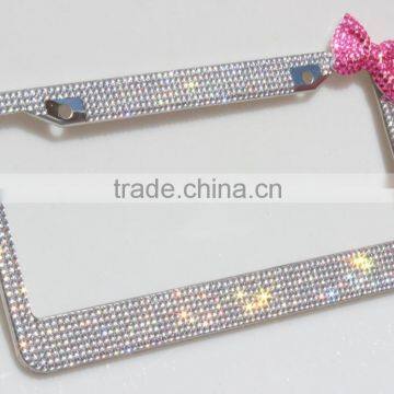 rhinestone Bling Pink crystal license plate frames crystals with bow