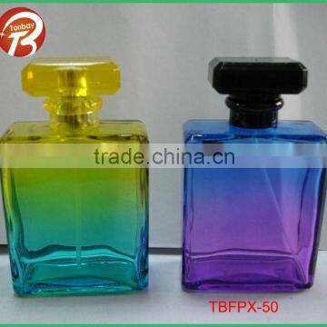 100ML COLORED SQUARE GLASS PERFUME BOTLE WITH K-RESIN CAP&SPRAYERTBFPX-50