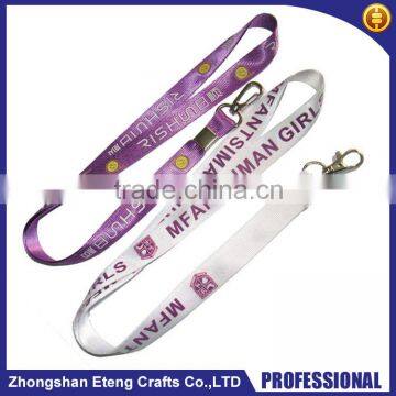 Fashion shiny inmitation nylon custom printed lanyard with your own design