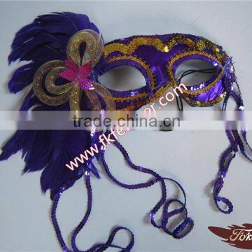 Cheap Venetian Mask Lace Trim Rooster Feather Mask For Party Masks Masquerade