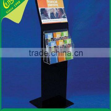 Shop front brochure holder, vertical acrylic brochure holder,clear acrylic brochure holder floor display stand