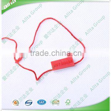 Customized garment plastic seal tag with nylon string