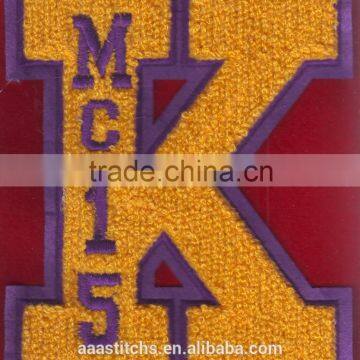 letters K custom embroidery chenille patches