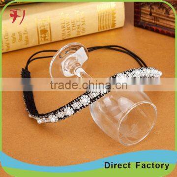 Latest Design Crystal Beaded Knitted Elastic Hair Band photo-2