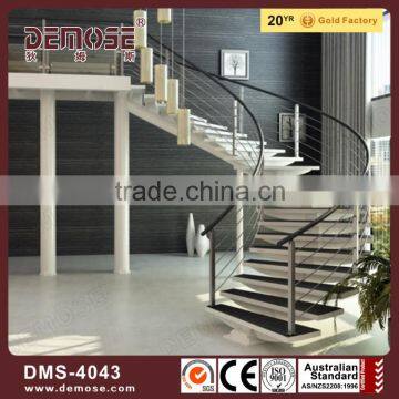 winding staircase design floating white wood stairs