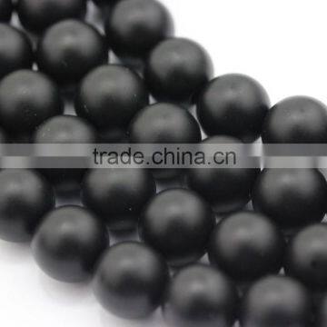 2.0mm Large Hole Hot Selling Round Matte Black Onyx Gemstone Loose Beads Approximate 15.5 Inch