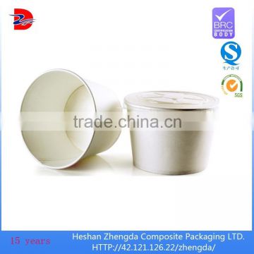 disposable paper soup bowl with plastic lid and custom logo printed 4oz 120ml for food