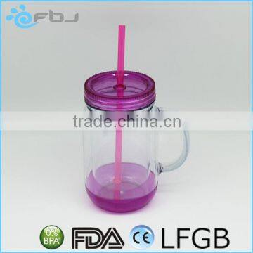 Plastic Double Wall Mason Jar With Stem