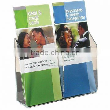 Office use acrylic brochure holder with two pockets