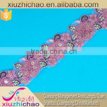 T0105-4A Factory Sale Polyester Sequins Embroidery Lace Trims Dress Decoration photo-5