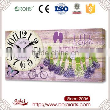 Lovely lavender bouquet printing canvas wall clock for kitchen room