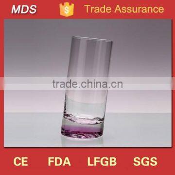 Drinking whisky glass type colored thick bottom slanted glass tumbler